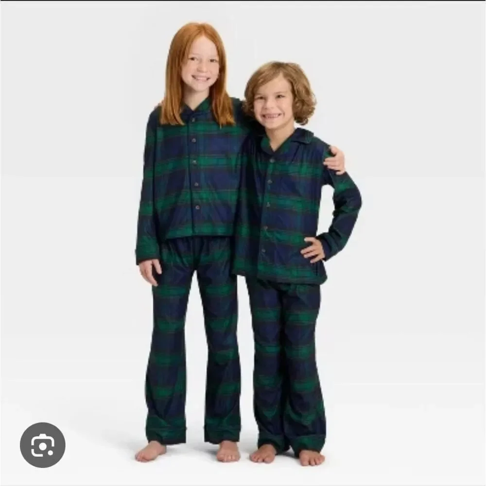 Wondershop at Target Unisex Boy Girl 2pc Family Sleep Set Green Blue Plaid NEW
